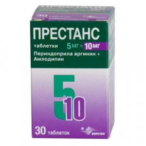 ПРЕСТАНС АМЛОДИПИН 10МГ.+ПЕРИНДОПРИЛ 5МГ. №30 ТАБ.